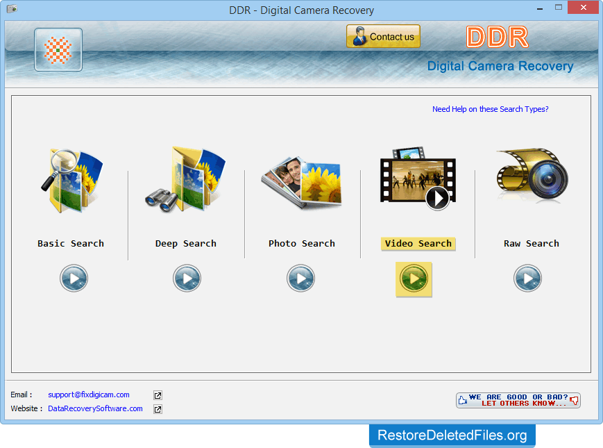 Choose any one Searching Mode Restore Files - Digital Camera