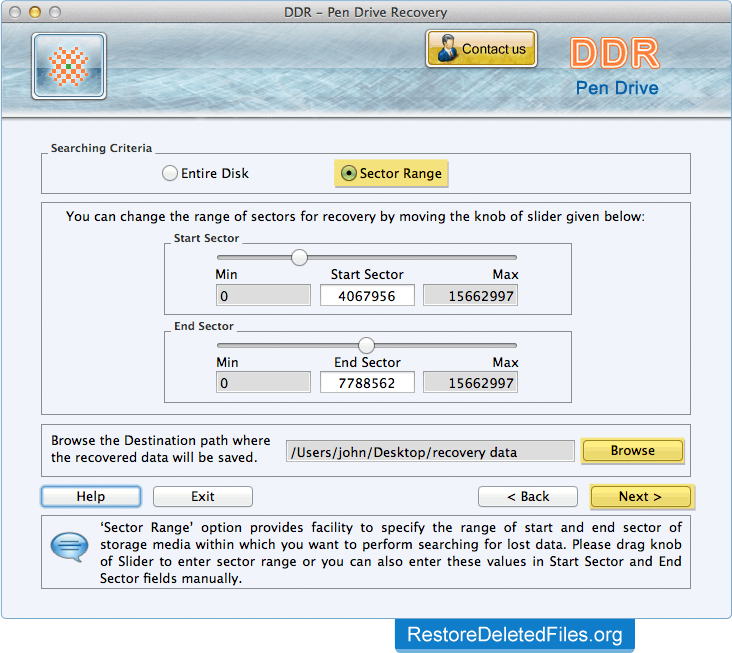 Choose Searching Criteria Mac Restore Files - USB Drive