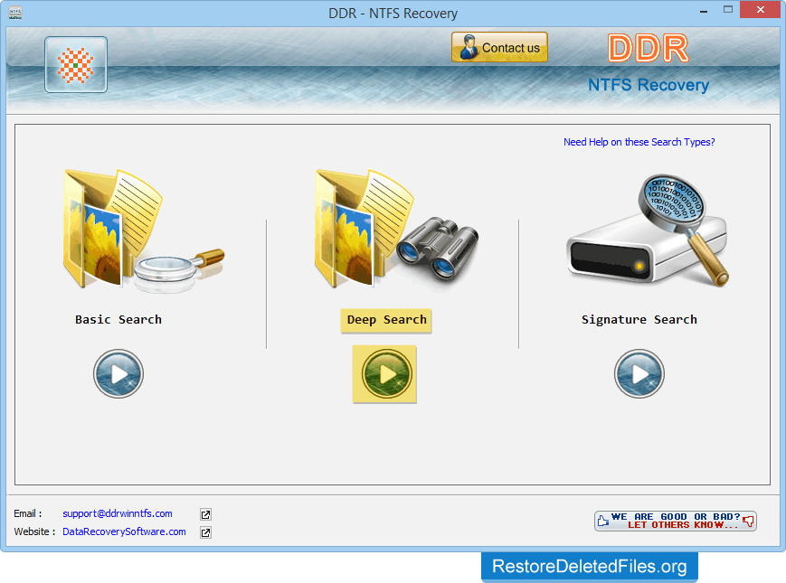 Choose any one Searching Mode Restore Files - NTFS Partition