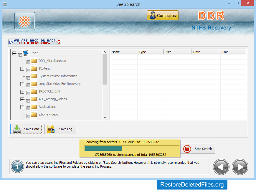 Disk Scanning Restore Files - NTFS Partition
