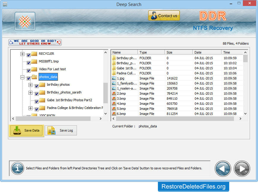 Save Recovered Data Restore Files - NTFS Partition