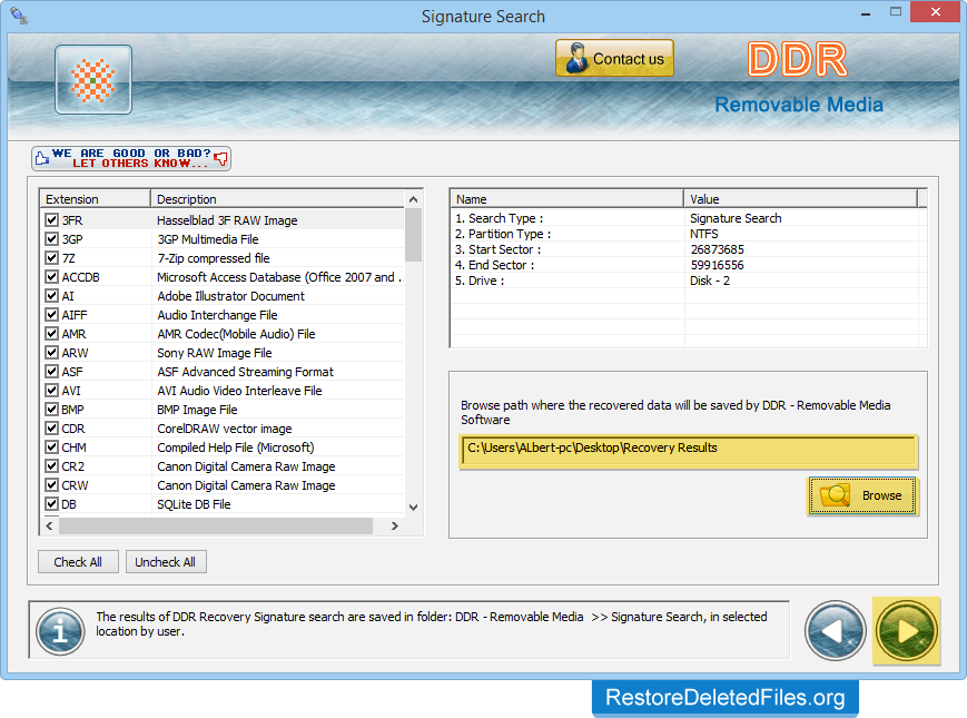 Browse Path Restore Files - USB Storage Media