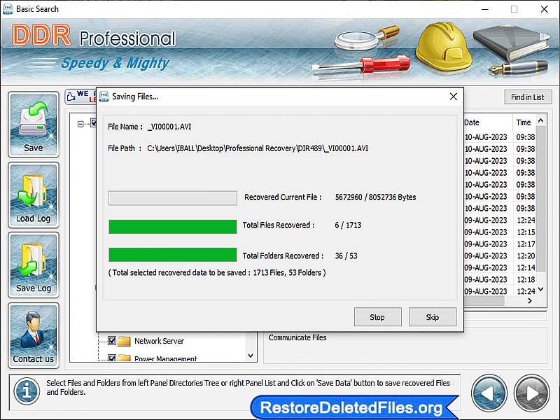 Screenshot of Professional Restore Deleted Files 8.1.2.8