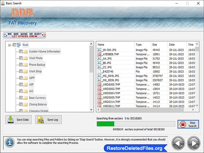Screenshot of Restore Deleted Files Fat Partition