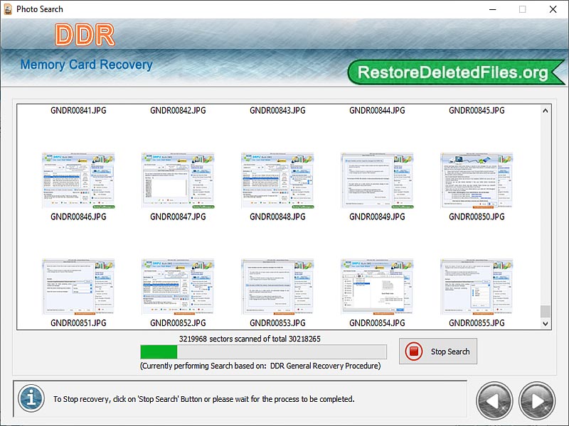 Screenshot of Restore Deleted Files Application