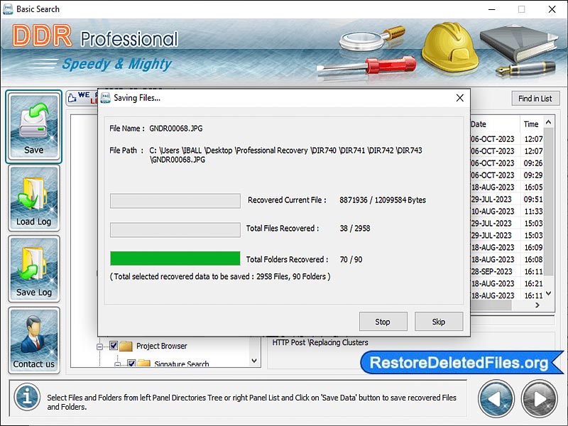 Screenshot of Restore Deleted Files Software