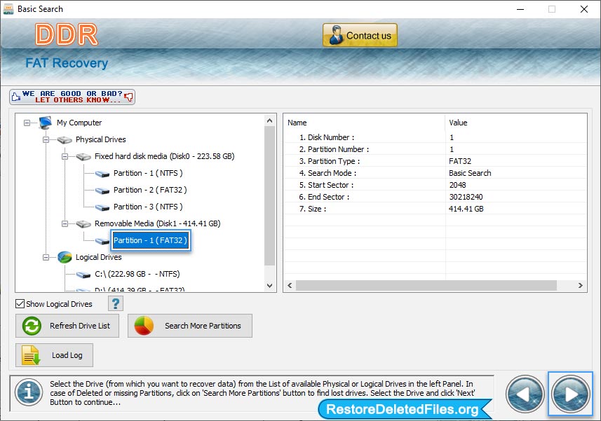 Select Partition Drive