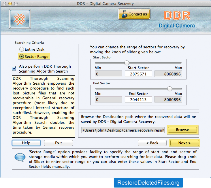 Select Searching Criteria Mac Restore Files - Digital Camera